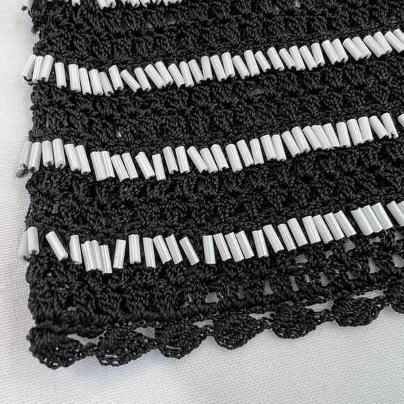 Cache Crochet & Beaded Top Black and White Women's size 12, vintage, embellished - Picture 2 of 6